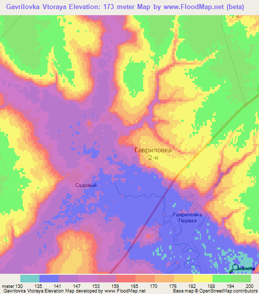 Gavrilovka Vtoraya,Russia Elevation Map