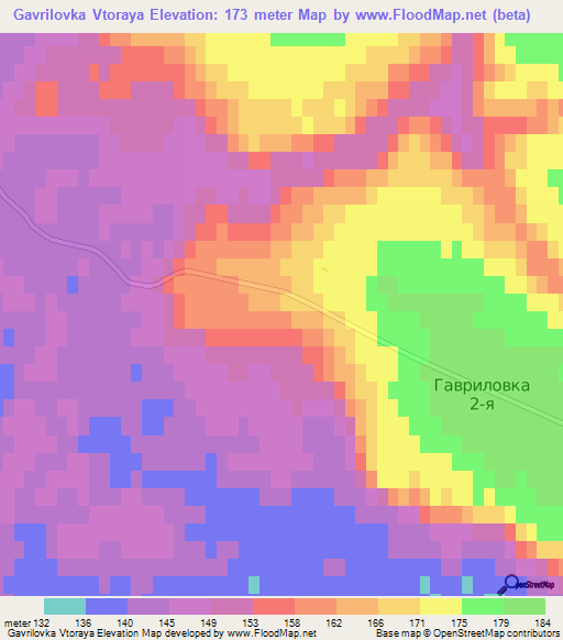 Gavrilovka Vtoraya,Russia Elevation Map