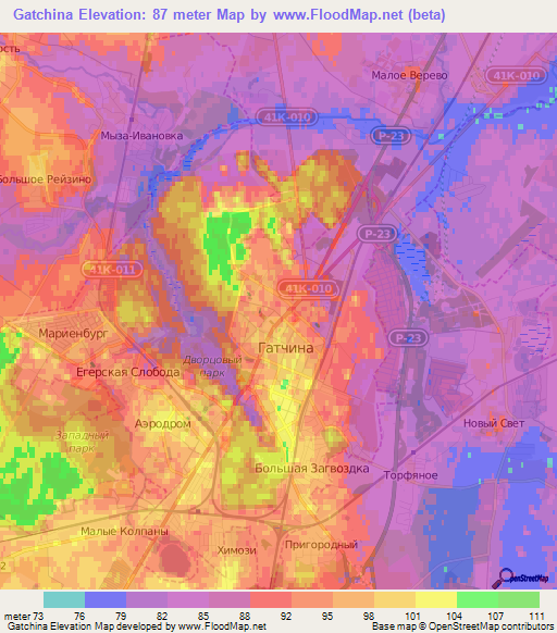 Gatchina,Russia Elevation Map