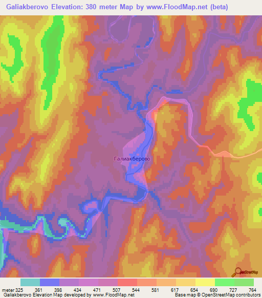 Galiakberovo,Russia Elevation Map