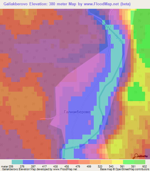 Galiakberovo,Russia Elevation Map