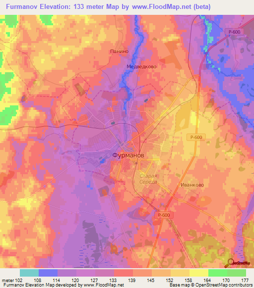 Furmanov,Russia Elevation Map