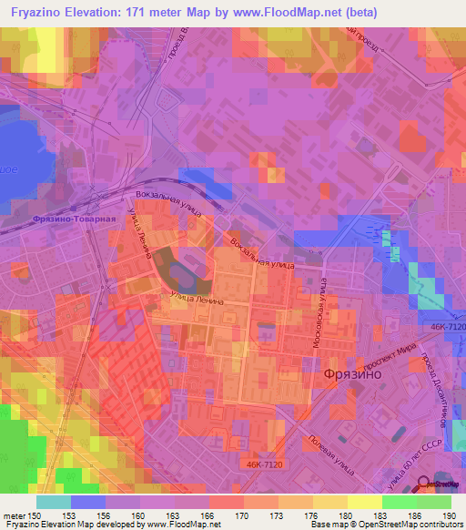 Fryazino,Russia Elevation Map