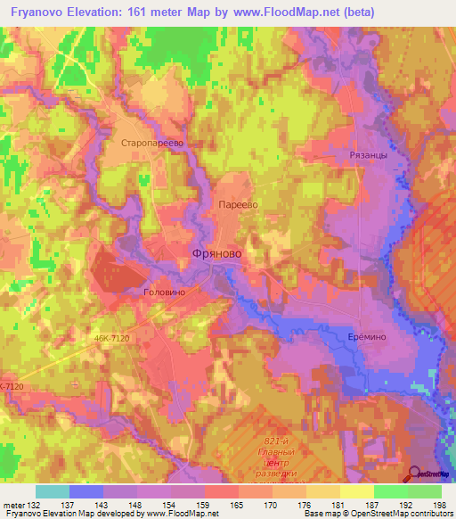 Fryanovo,Russia Elevation Map