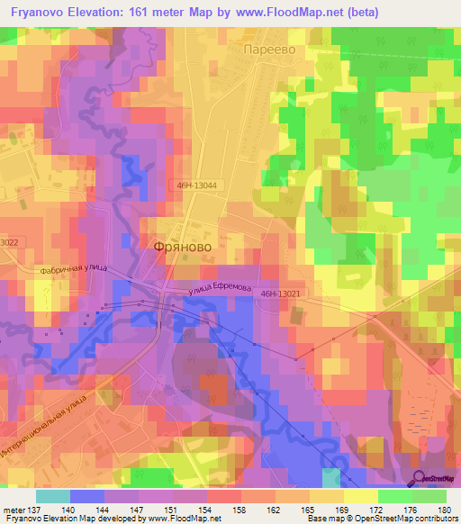 Fryanovo,Russia Elevation Map