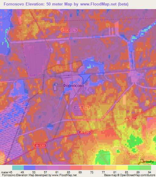 Fornosovo,Russia Elevation Map