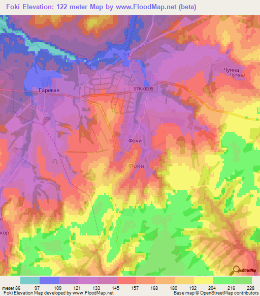 Foki,Russia Elevation Map