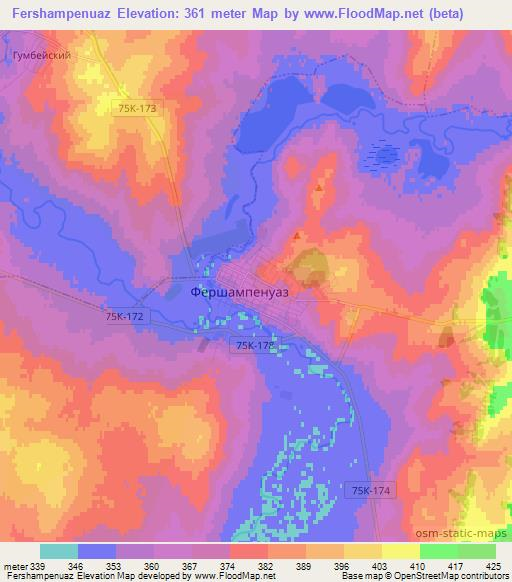 Fershampenuaz,Russia Elevation Map