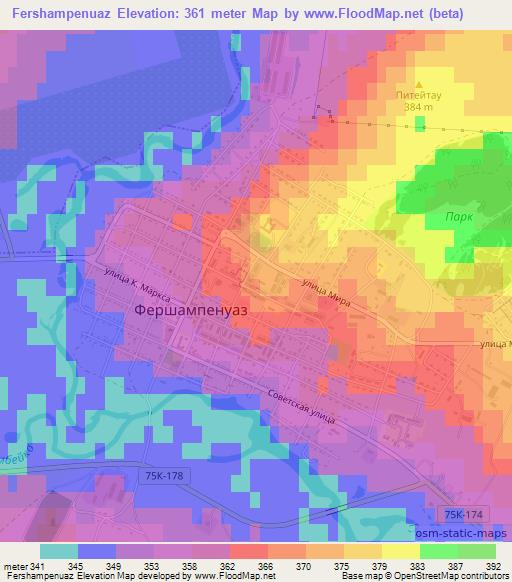 Fershampenuaz,Russia Elevation Map