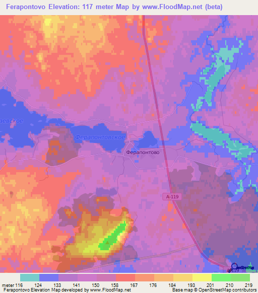 Ferapontovo,Russia Elevation Map