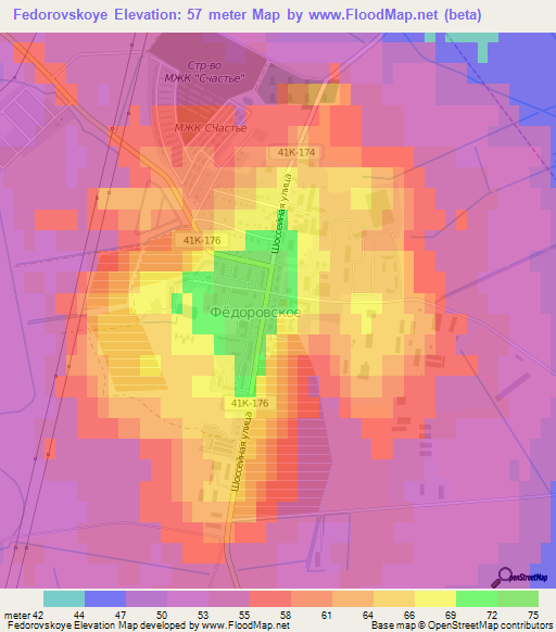 Fedorovskoye,Russia Elevation Map