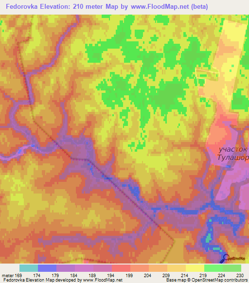 Fedorovka,Russia Elevation Map