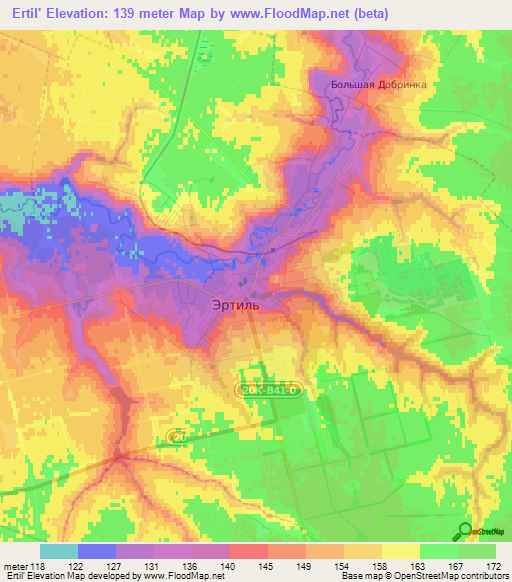 Ertil',Russia Elevation Map