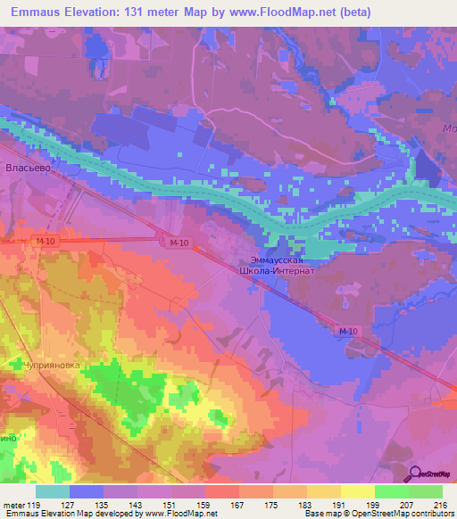 Emmaus,Russia Elevation Map