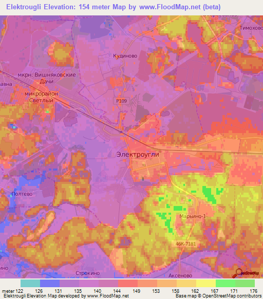 Elektrougli,Russia Elevation Map
