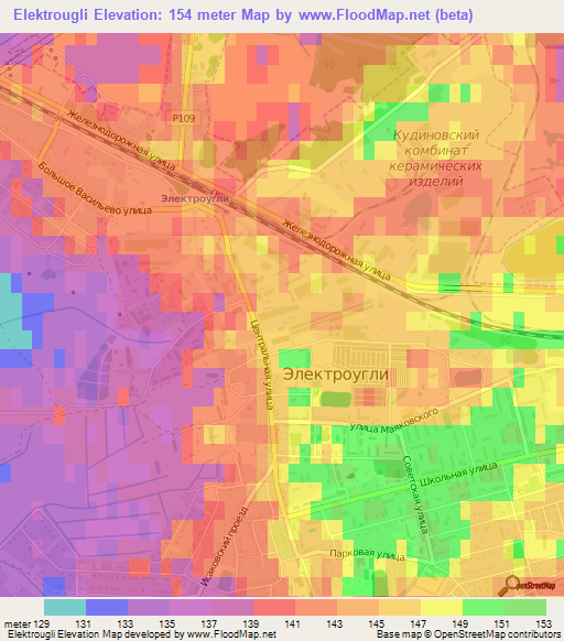 Elektrougli,Russia Elevation Map