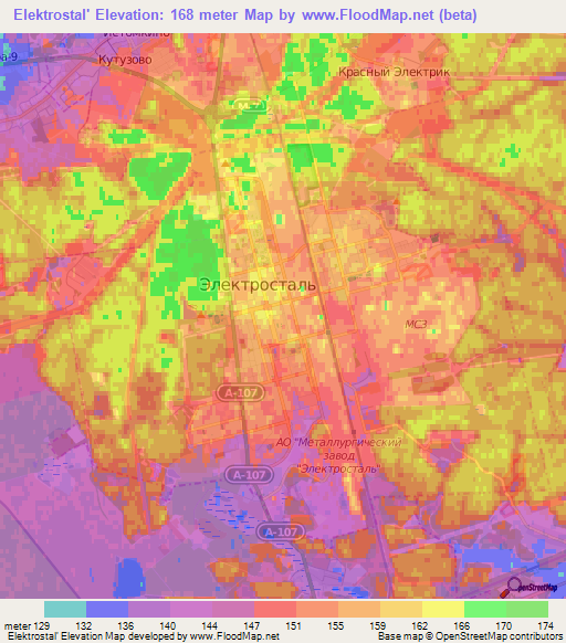 Elektrostal',Russia Elevation Map