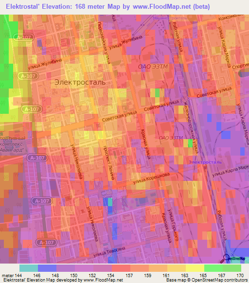 Elektrostal',Russia Elevation Map