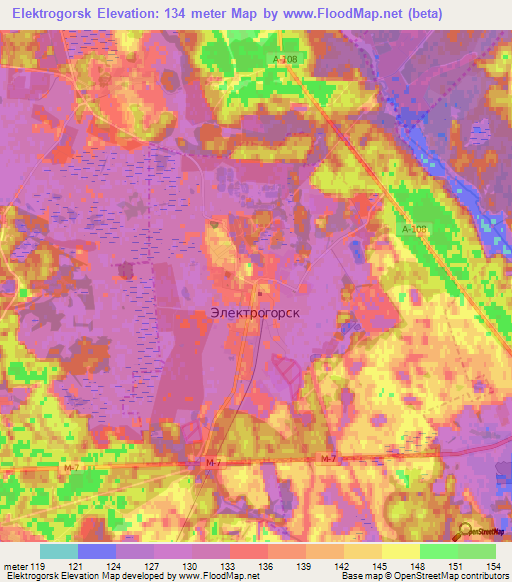 Elektrogorsk,Russia Elevation Map