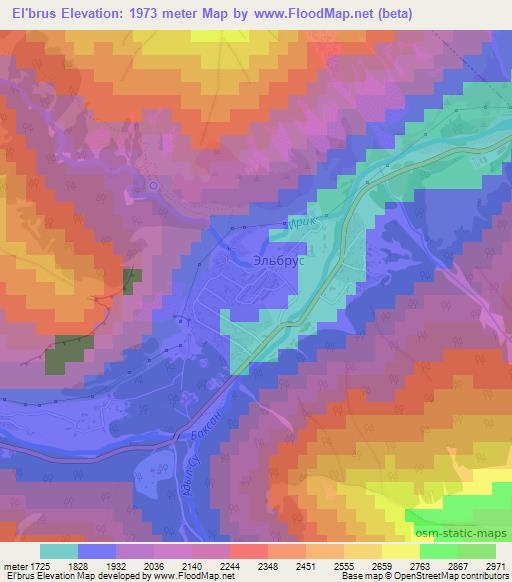 El'brus,Russia Elevation Map