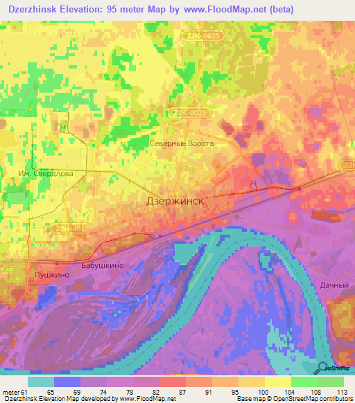 Dzerzhinsk,Russia Elevation Map