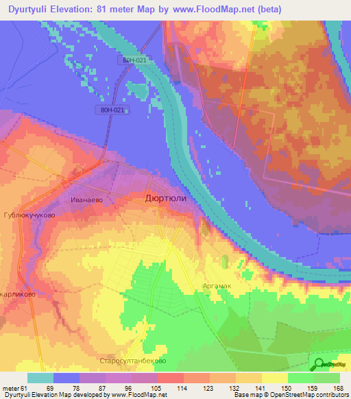 Dyurtyuli,Russia Elevation Map