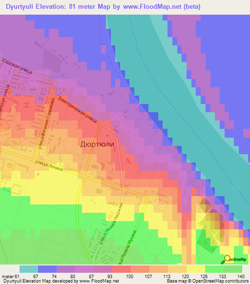 Dyurtyuli,Russia Elevation Map