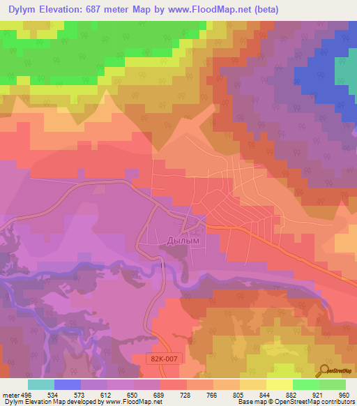 Dylym,Russia Elevation Map