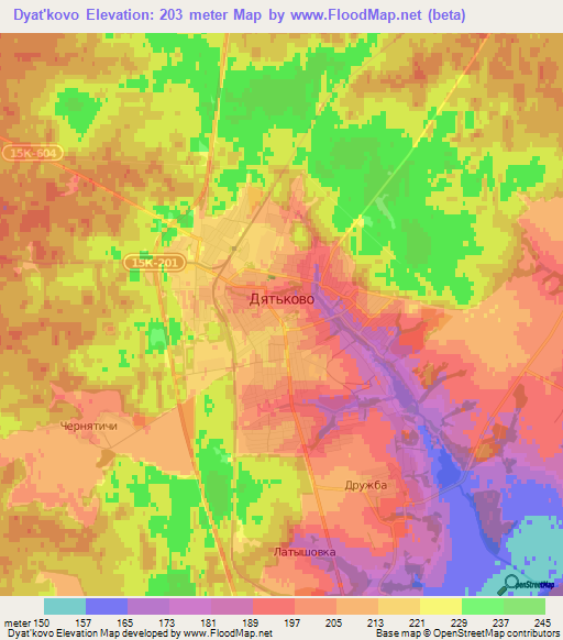 Dyat'kovo,Russia Elevation Map