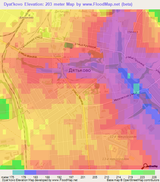 Dyat'kovo,Russia Elevation Map