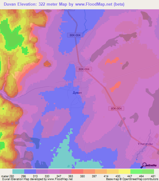 Duvan,Russia Elevation Map