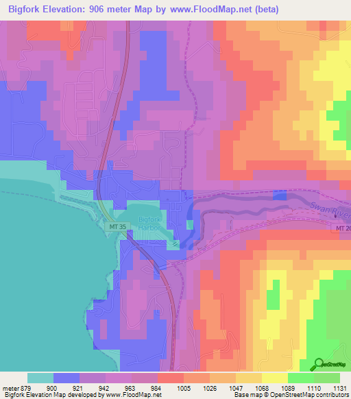 Bigfork,US Elevation Map