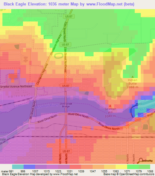 Black Eagle,US Elevation Map