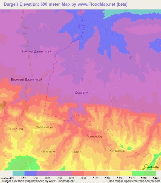 Durgeli,Russia Elevation Map