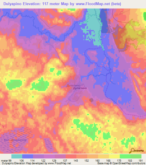 Dulyapino,Russia Elevation Map