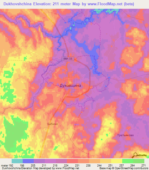 Dukhovshchina,Russia Elevation Map