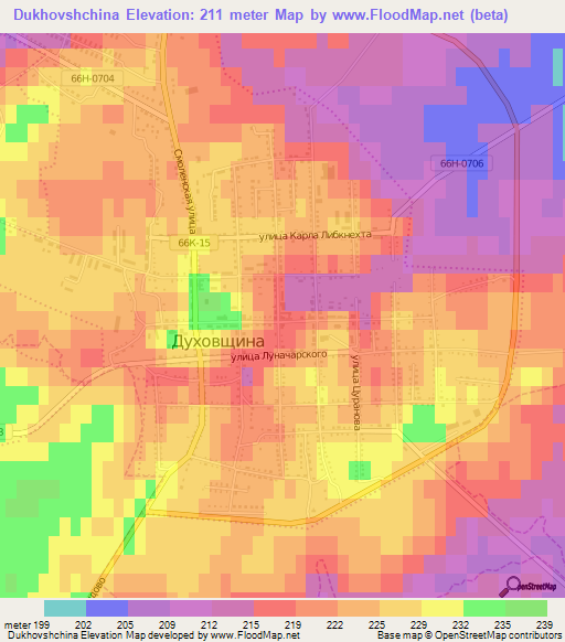 Dukhovshchina,Russia Elevation Map