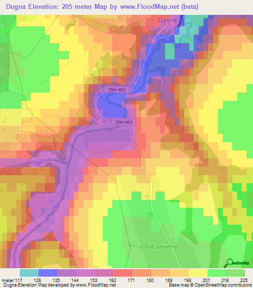 Dugna,Russia Elevation Map