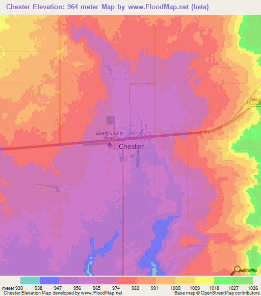 Chester,US Elevation Map