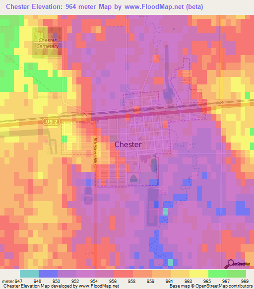 Chester,US Elevation Map