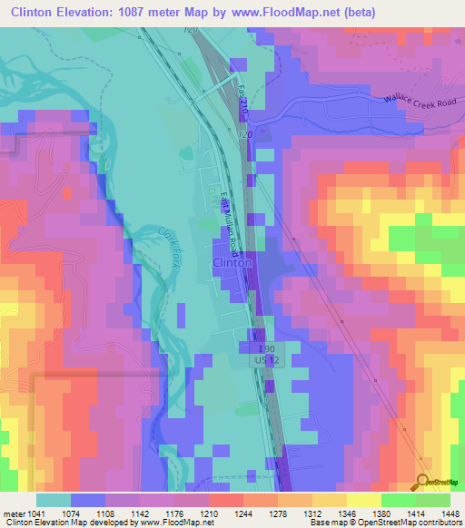 Clinton,US Elevation Map