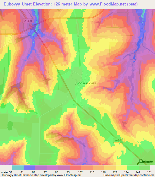 Dubovyy Umet,Russia Elevation Map