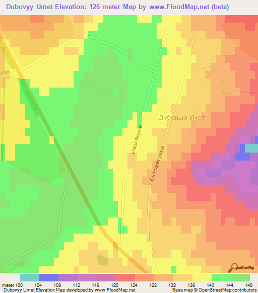 Dubovyy Umet,Russia Elevation Map