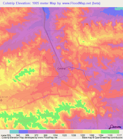 Colstrip,US Elevation Map