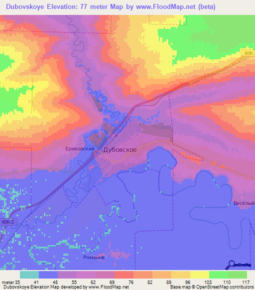 Dubovskoye,Russia Elevation Map