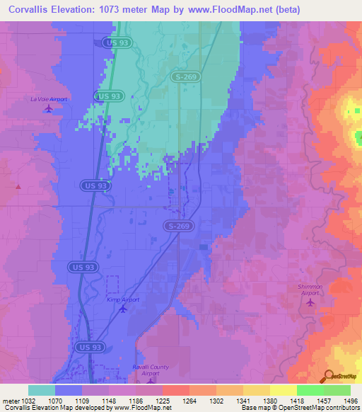 Corvallis,US Elevation Map