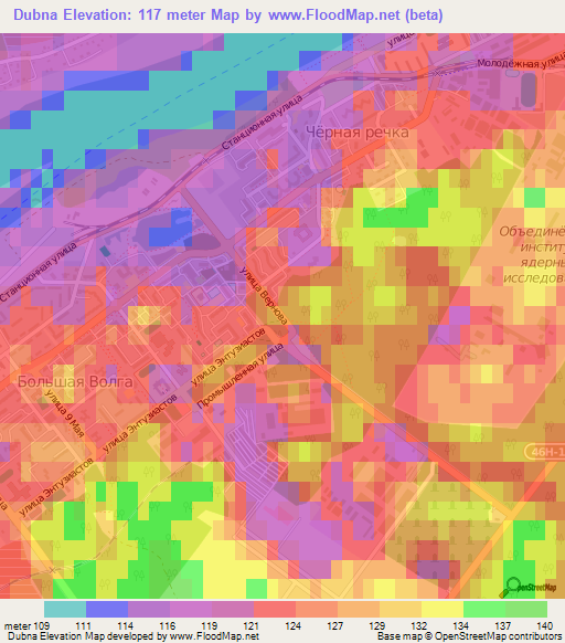 Dubna,Russia Elevation Map