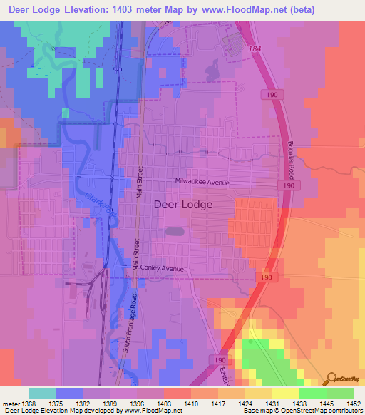 Deer Lodge,US Elevation Map