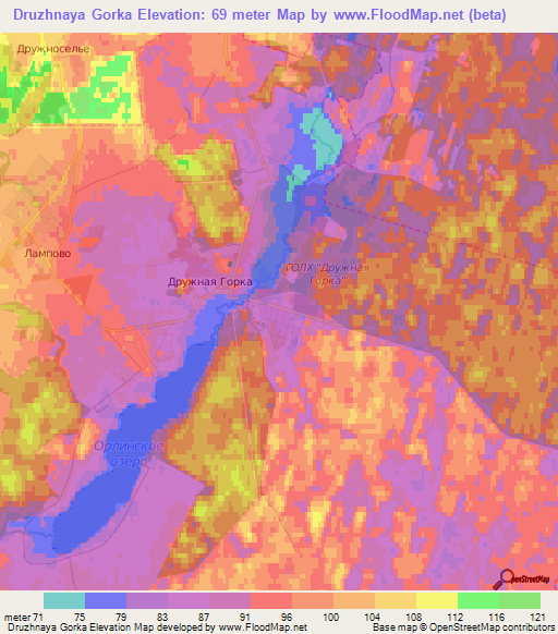 Druzhnaya Gorka,Russia Elevation Map