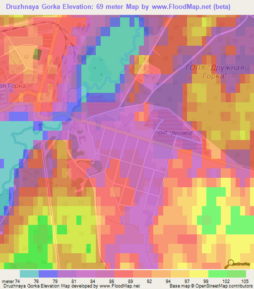 Druzhnaya Gorka,Russia Elevation Map